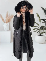 Dámska zimná dlhá prešívaná bunda s kožušinou čierna FashionStreet TY5085