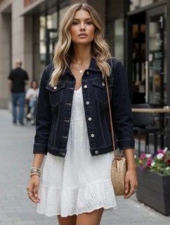 FashionStreet dámska tmavomodrá džínsová bunda TY5598