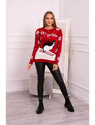 Sveter s vianočným motívom červený
