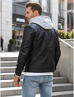 Pánska kožená bunda čierna FashionStreet TX4330