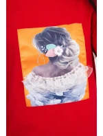 Blúzka s 3D grafikou, čipková červená