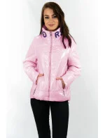 Krátka ružová prešívaná dámska bunda so stojačikom (B9567)
