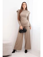 Dámsky bavlnený komplet s blúzkou a širokými nohavicami fango