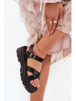 Sandały Damskie Na Platformie Z Eko Skóry Czarne Gevinniser