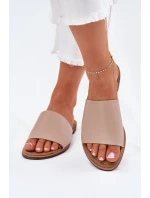 Dámske papuče z hladkej kože Beige Cerise