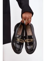 Lakované dámske mokasíny so zlatým zdobením S.Barski - čierne Lakované dámske mokasíny so zlatým zdobením S.Barski - čierne