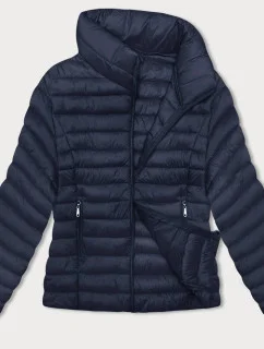 Tmavomodrá prešívaná dámska bunda so stojačikom (16M9111-215)