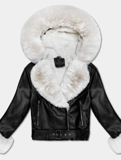 Dámska raglánová bunda s kožušinovou kapucňou (61M8506-392B)