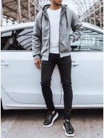 Pánska zateplená mikina na zips svetlo šedá FashionStreet BX5596 Pánska zateplená mikina na zips svetlo šedá FashionStreet BX5596