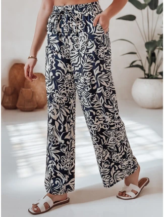 Dámske široké nohavice TROPICAL SUN navy blue FashionStreet UY2632 Dámske široké nohavice TROPICAL SUN navy blue FashionStreet UY2632