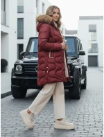 Dámska zimná bunda VIRELIA prešívaná bunda s kapucňou bordová FashionStreet TY4935 Dámska zimná bunda VIRELIA prešívaná bunda s kapucňou bordová FashionStreet TY4935