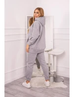 Zateplený set s mikinou s kapucňou šedý