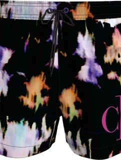 Pánske plavky SHORT DRAWSTRING KM0KM00968 0GJ čierne s farebným vzorom - Calvin Klein