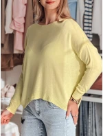 Dámsky nadrozmerný jednoduchý sveter SENZIA lemon FashionStreet MY2449 Dámsky nadrozmerný jednoduchý sveter SENZIA lemon FashionStreet MY2449