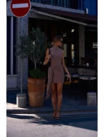 M841 Mini šaty so zaväzovaním vpredu - béžové