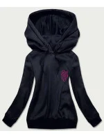 Krátka tmavo modrá dámska mikina (26013)