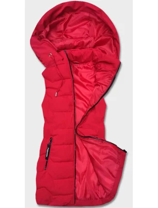 Dámska vesta s kapucňou v červenej farbe (R8133-4)
