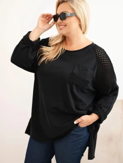 Dámska bavlnená blúzka s potlačou Plus Size Black