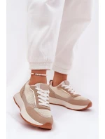 Buty Sportowe Damskie Z Siateczką Na Platformie Khaki Poova