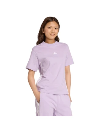 Dámske bavlnené tričko adidas Essentials 3-Stripes svetlo fialové JX7619
