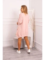 Šaty s potlačou a rozšíreným spodným dielom tmavo púdrovo ružové Šaty s potlačou a rozšíreným spodným dielom tmavo púdrovo ružové