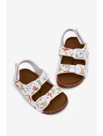 Dziecięce Sandałki Na Korkowej Podeszwie Z Klamrami Dinozaury Multikolor Thessa