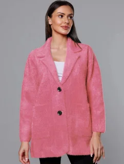 Krátky plášť z alpakovej vlny lososový (7108-1)