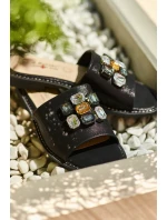 Klapki Damskie Z Ozdobami S.Barski KV27-031 Czarne