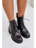 Lakované kožené členkové topánky so zateplením Black Bellani Lakované kožené členkové topánky so zateplením Black Bellani