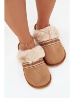 Dámske papuče s kožušinou a výšivkou Camel Devianne