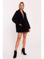 M808 Orezaná plyšová bunda - čierna