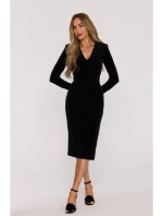 M889 Zamatové bodycon šaty - čierne