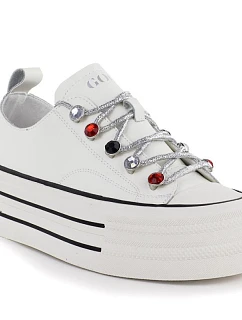 Dámske kožené tenisky na paltforme white Goe T2N4072
