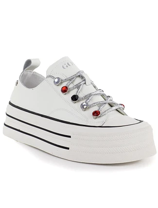 Dámske kožené tenisky na paltforme white Goe T2N4072 Dámske kožené tenisky na paltforme white Goe T2N4072