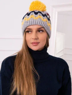 Dámska čiapka Laila K283 tmavo šedá + žltá