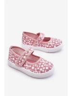 Dziecięce Baleriny Na Rzep W Print Różowe Selah