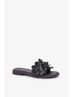 Zazoo 40381 Dámske kožené papuče na podpätku Black Zazoo 40381 Dámske kožené papuče na podpätku Black