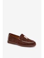Mokasyny Loafersy Damské Z Eko Zamszu Čokoládové Darwen
