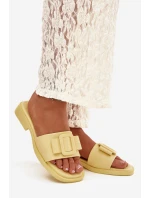 Dámské nazouváky s nízkým podpatkem s přezkou Žluté Melivra