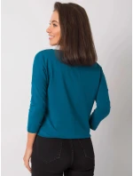 Dámska voľná blúzka v morskej farbe so zaväzovaním v spodnej časti (4691)
