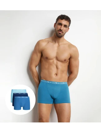 Pánske boxerky 3 ks DIM COTTON STRETCH BOXER 3x - DIM - svetlomodré