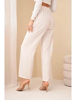 Široké viskózové nohavice béžovej farby