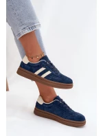 Sneakersy Damskie Zamszowe Na Platformie Granatowe Sylviona
