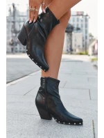 Botki Kowbojki Damskie Z Eko Skóry Na Słupku Czarne Abrielle