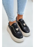 Dámske kožené tenisky na platforme s brošňou Vinceza Black Dámske kožené tenisky na platforme s brošňou Vinceza Black