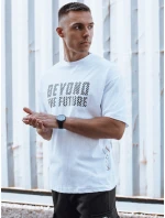 Pánske bavlnené tričko s potlačou biele FashionStreet RX5527
