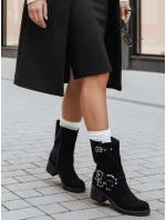 Dámske semišové čižmy s prackou čierne FashionStreet ZY1255 Dámske semišové čižmy s prackou čierne FashionStreet ZY1255