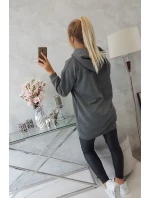 Mikina s kapucňou a nášivkami grafitová