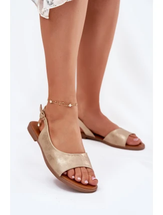 Sandały Damskie Na Płaskim Obcasie Złote Weanise