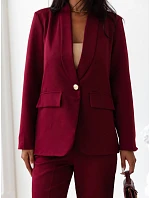 Elegantný dámsky kostým – sako a nohavice v bordovej farbe, FashionStreet AY1246 Elegantný dámsky kostým – sako a nohavice v bordovej farbe, FashionStreet AY1246